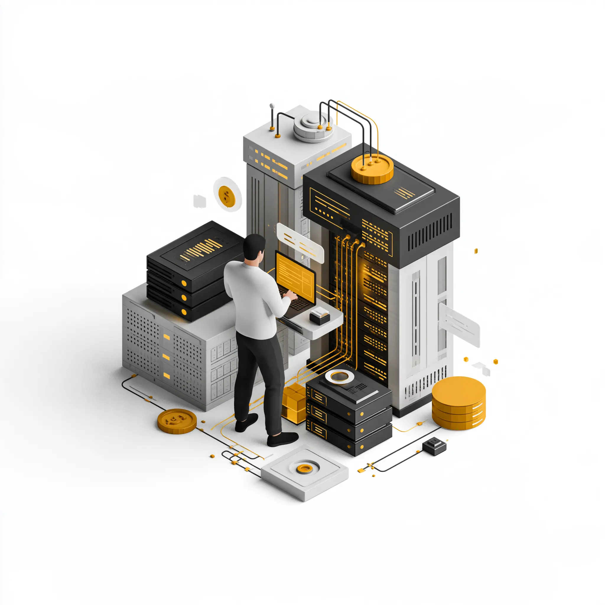 Support engineer checking website hosting and maintenance dashboards