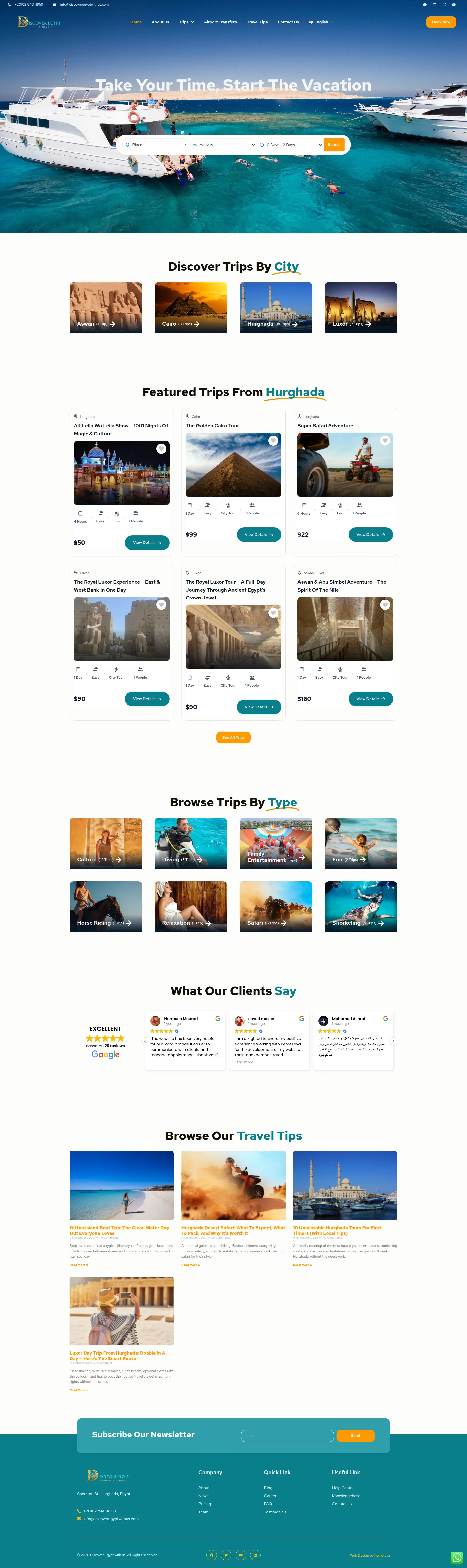 Discover Egypt With Us - Full Website Design