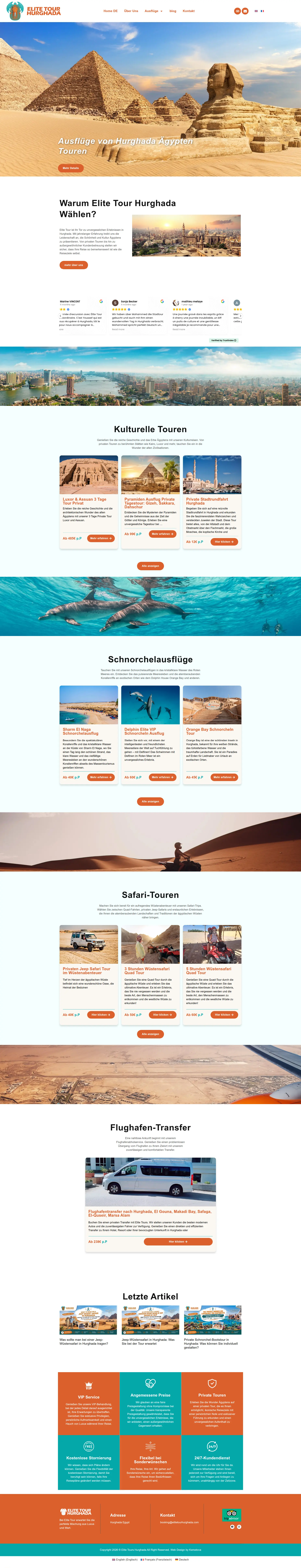 Elite Tour Hurghada - Full Website Design