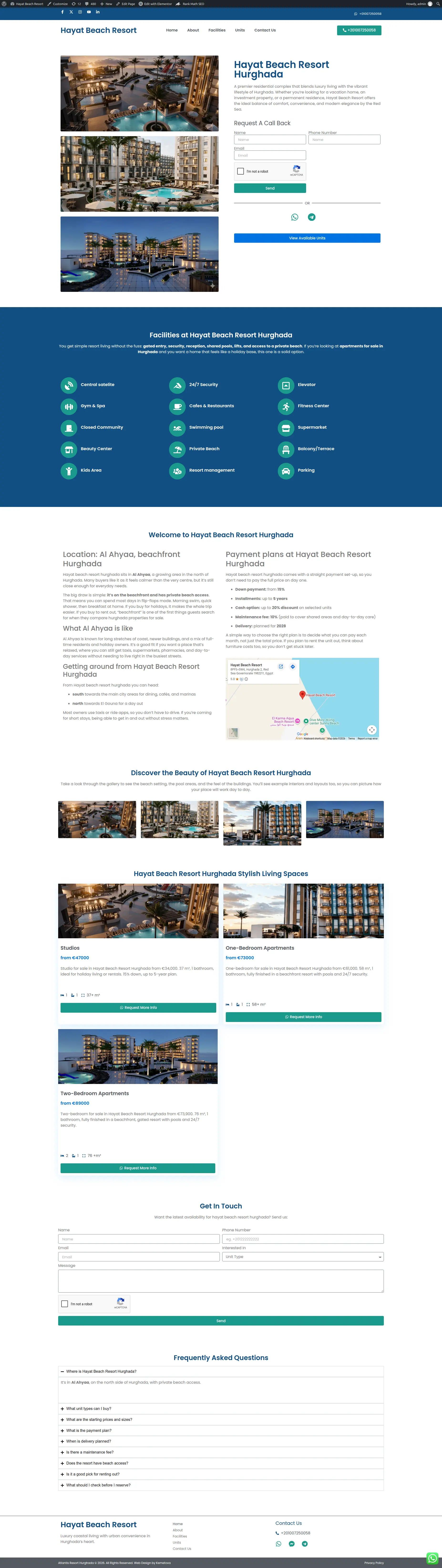 Hayat Beach Resort Hurghada - Full Website Design