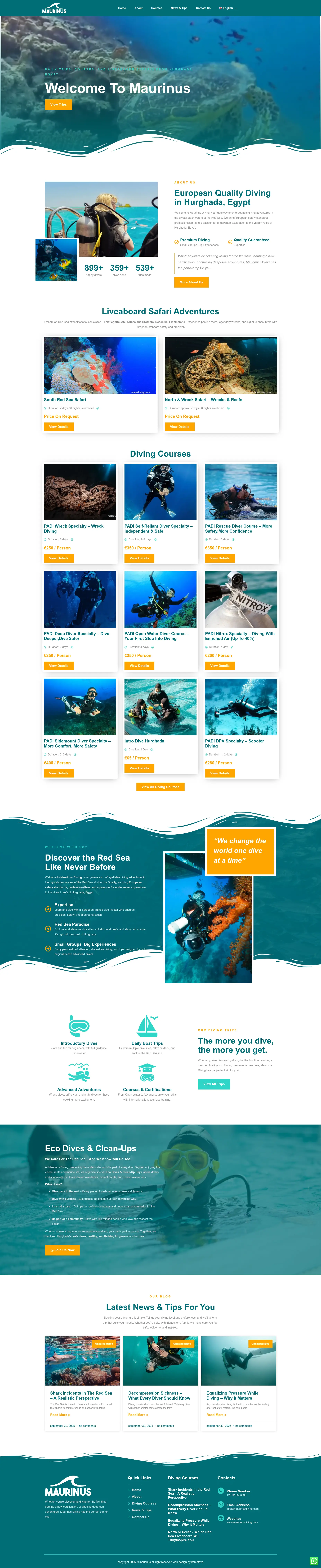 Maurinus Diving - Full Website Design