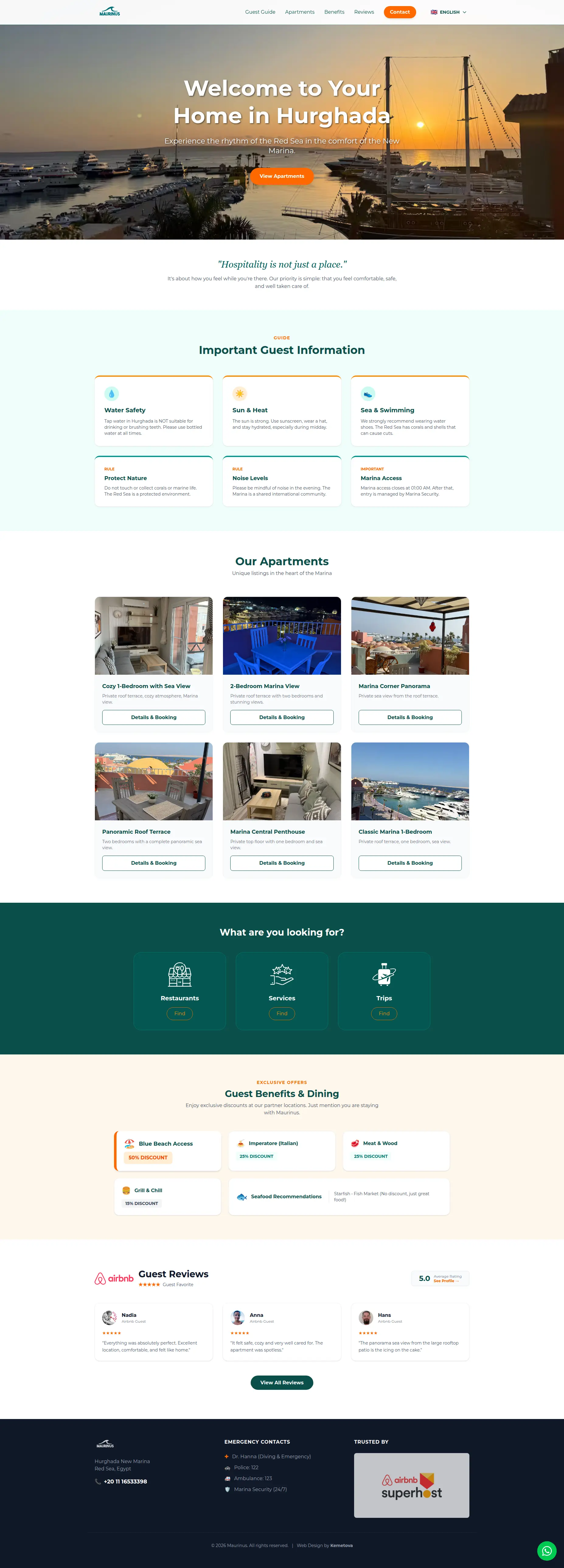 Maurinus Apartments - Full Website Design